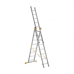 Алюминиевая трехсекционная лестница ALUMET P3 3х18, профессиональная, 13,64 м